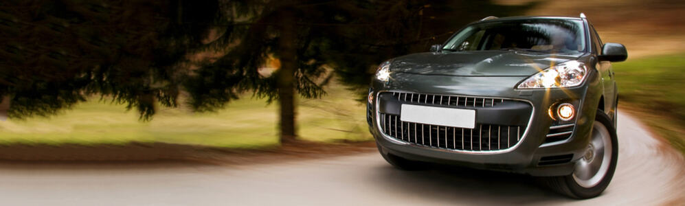 A black SUV on focus.
